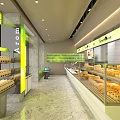 Modern Bakery Interior With Glass Display Cases Fresh Bread And Pastries