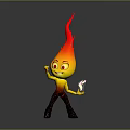 Cartoon Flame Game Movie Character With Yellow Body Red Flame Hair Holding Small Flame