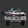 Artistic Military Vehicle With Pink White Camouflage Blue Wheels And Antennas