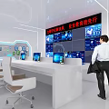 Modern Security Monitoring Room With Multiple Screens Computers And Staff Monitoring Real Time Surveillance