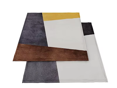 Modern Square Rugs with Gray Yellow White Brown Geometric Patchwork Design 3d model