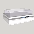 White Display Cabinet With Transparent Cover For Showcasing Products On Stable Base Platform