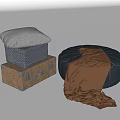 Modern Box Lazy Sofa Round Sofa Stool Low Stool Blanket Pillow Box Luggage Cloth Blanket 3d model