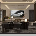 Elegant Modern Living Dining Room Interior With Sofa Dining Table Bookshelves And Large Windows