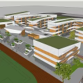 modern school primary and secondary school 3d model