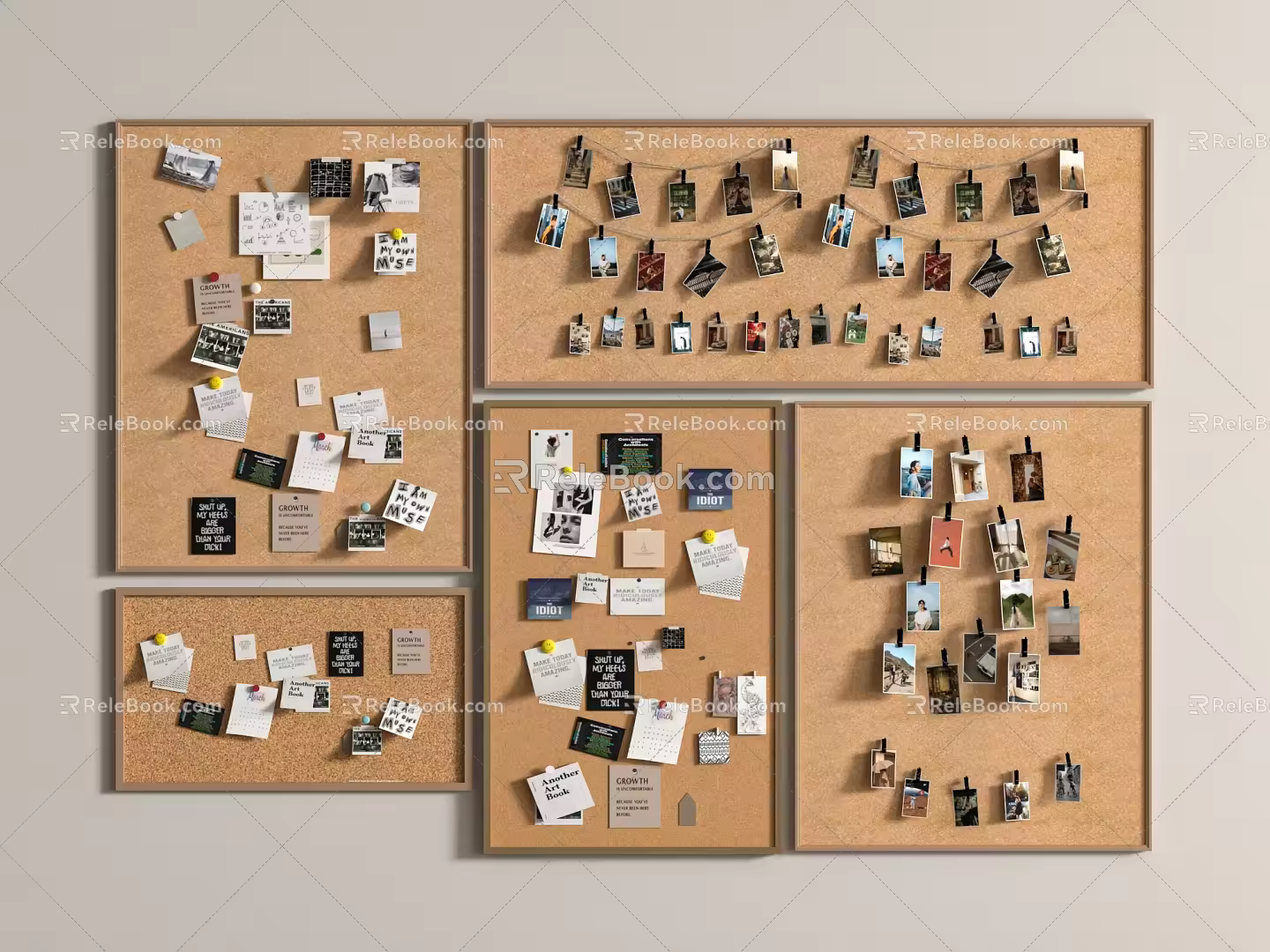 Modern Cork Board Message Board Photo Wall Notes Wall 3d model