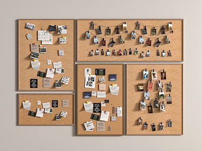 Modern Cork Board Message Board Photo Wall Notes Wall 3d model