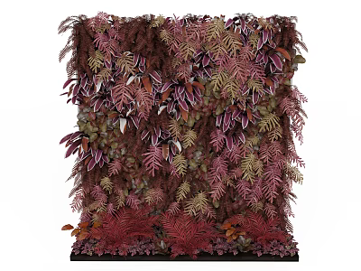 Colorful Living Plant Wall With Varied Foliage And Decorative Leaf Shapes 3d model