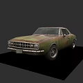 Rusty Green Vintage Coupe Car Exterior With Classic Front Grille And Old Wheels