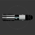 Futuristic Metallic Weapon With Silver Black Body Red Button Blue Details And Reflective Surface