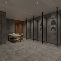 Modern SPA Sauna Interior With Marble Walls Mirrors And Wooden Benches