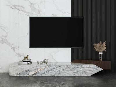 Modern Italian Minimalist Living Room TV Rock Board TV Cabinet 3d model