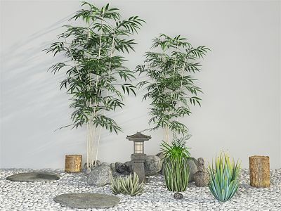 New Chinese landscape sketch bamboo 3d model