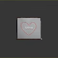 Cozy Bed With Wooden Frame White Bedspread And Red Heart Pattern Design