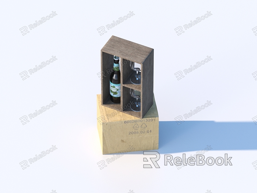 Wine Bottle Glass Glass Wine Box model