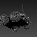 Military Robot Vehicle With Four Wheels Camouflage Design Circular Top And Antenna