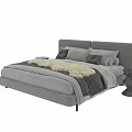 Modern Double Bed Interior With Plush Pillows Cozy Bedspread And Stylish Nightstand