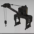 Industrial Metal Crane Model With Boom Cab And Wheel Base Mechanical Design