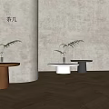 Modern Style Round Table Coffee Table Creative Coffee Table Aquatic Plant Log Coffee Table 3d model