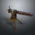 Vintage Rustic Machine Gun With Tripod Stand Old Fashioned Weapon 3d model