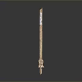 Ancient Lance Weapon With Wooden Shaft And Metal Spearhead Label