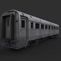 Old Style Metal Train Carriage With Multiple Windows Rear Door And Blue Lights
