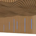 Modern Wooden Ceiling Design Featuring Wavy Patterns And Recessed Lighting Strips 3d model