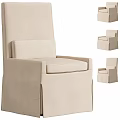 Beige Upholstered Single Chair With High Back Armrests And Slipcover Design