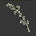 Close Up View Of Plant Branch With Spherical Bumpy Fruits On Dark Background