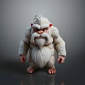 3D Render Of Muscular White Furry Creature With Thick Beard And Angry Look