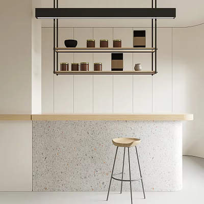 Elegant Modern Kitchen Interior With Sleek Wall Cabinets And Open Shelves Design 3d model