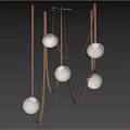 Modern Pendant Light With White Round Balls And Copper Hanging Rods In Interior Design
