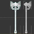 Two Medieval Battle Axes With Textured Handles And Sharp Metal Blades