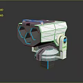 Sci Fi Energy Weapon With White Body Yellow Top Blue Hexagons And Glowing Base