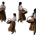 Traditional Costume Woman Carrying Basket Inflatable Decorative Figure For Outdoor Festivals