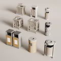 Various Style Trash Bins With Wooden Metal Designs And Functional Lids