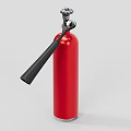 Red Fire Extinguisher Essential Fire Safety Equipment With Black Handle And Silver Top