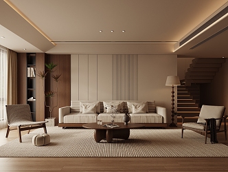 Medieval Living Room Quiet Wind Living Room New Chinese Style Living Room Zen Combination Sofa 3d model