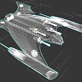 Futuristic Black Spaceship With Red Glowing Wings And Detailed Structure