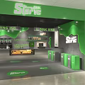 StarTea Green Bubble Tea Shop Interior With Dining Area And Drink Station