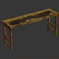 Public Bench With Yellow And Black Worn Surface Metal Material Simple Structure