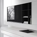 Sleek Modern White TV Wall Unit With Open Shelves And Storage Cabinets