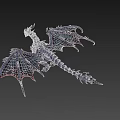 Mythical Flying Dragon With Large Flaming Wings Scaled Body And Horns