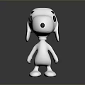 White Cartoon Character Snoopy With Black Ears In Standing Pose