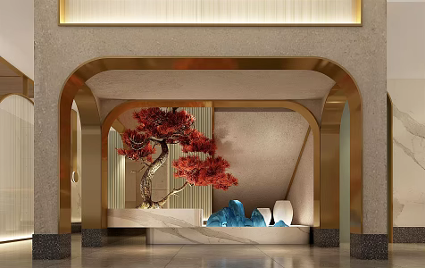 Light Luxury Bath Center Stairs Landscape Wash Area 3d model