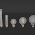 Different Style Light Bulbs With Various Shapes Transparent Glass And Metal Bases