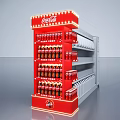 Coca-Cola Retail Store Interior With Red Illuminated Display Shelves And Bottles 3d model