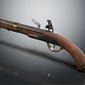 Antique Vintage Pistol With Wooden Grip Metal Components Decorative Figurine And Bayonet Blade