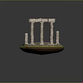 Classical Architecture Model With Circular Platform Central Blue Pool And Decorative Columns