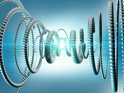 Abstract Spiral Structures With Blue Background And Light Effects In 3D Design 3d model
